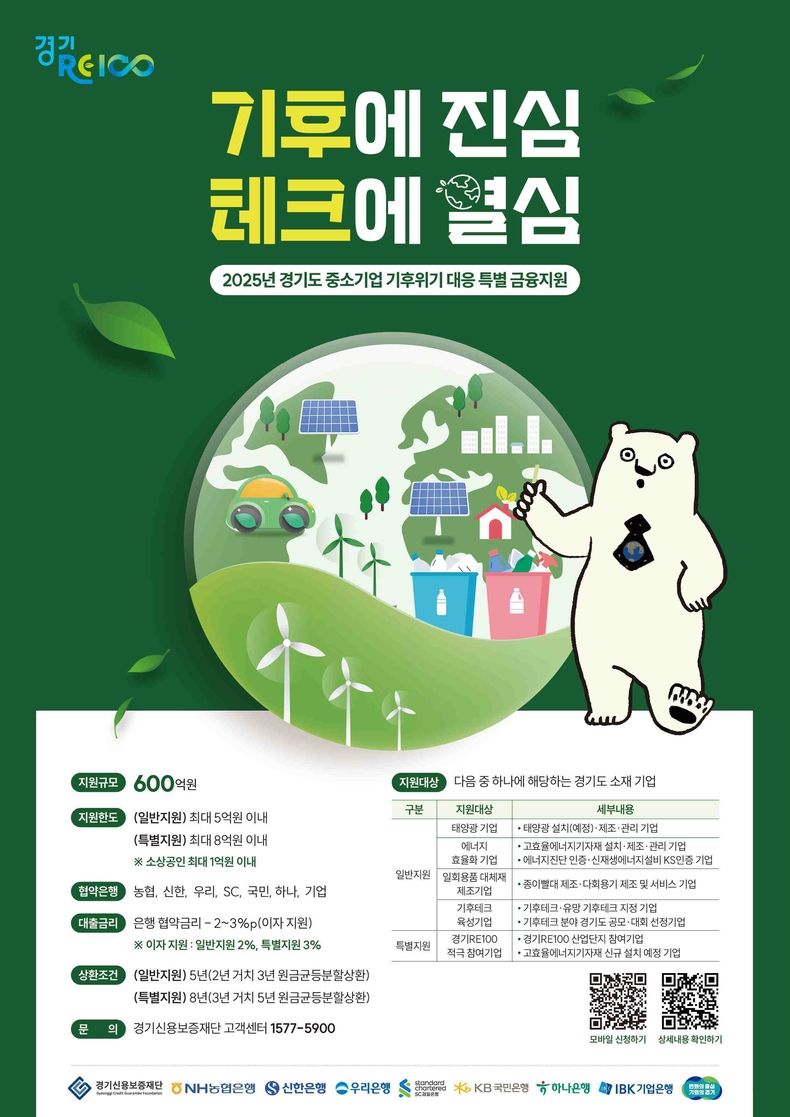 경기도가 기후테크 등 기후위기에 대응하는 기업을 위한 총 600억원 규모의 ‘경기도 중소기업 기후위기 대응 특별 금융지원’을 28일 출시한다..