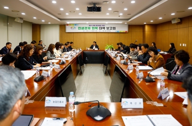 이천시가 시청 중회의실에서 이천의 경제 활성화를 위한 ‘민생경제 회복대책 보고회’를 개최하고 있다.