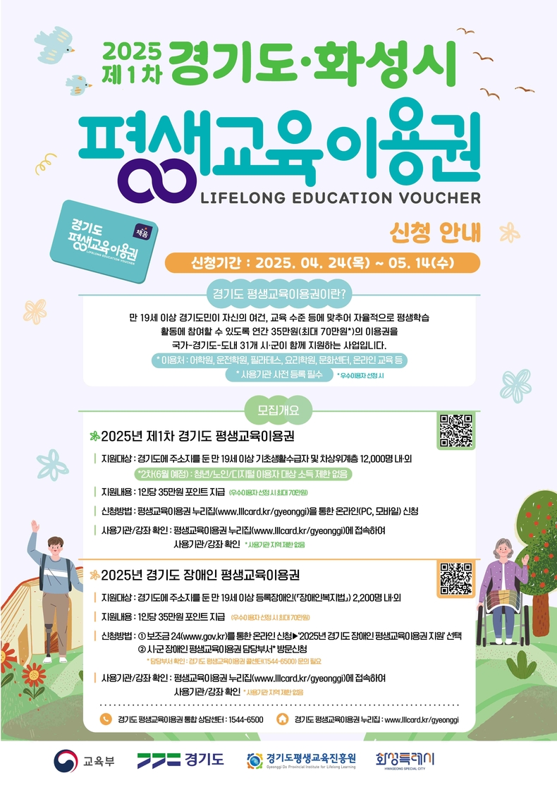 화성특례시가 저소득층과 장애인 등 평생교육 소외계층의 학습 참여 기회를 확대하고, 자기주도적 평생학습을 활성화하기 위해 ‘2025년 평생교육이용권 지원사업’을 본격적으로 시행한다.