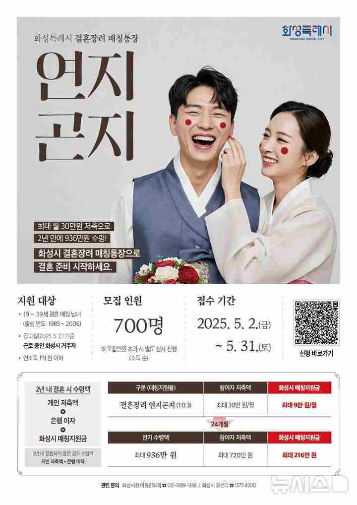 화성특례시 결혼장려 매칭통장 포스터.