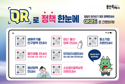 용인시가 시민이 정책 정보를 쉽고 편리하게 확인할 수 있도록 QR코드를 활용한 ‘QR로 정책 한눈에’ 통합정책 안내 서비스를 시행한다.