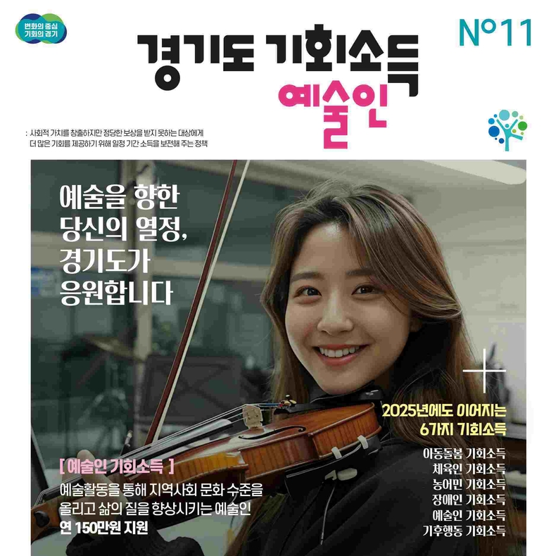 경기도가 2025년 예술인 기회소득 신청자 1만3000여명 중 지급요건 검토를 완료한 예술인부터 순차적으로 예술인 기회소득 1차분(75만원) 지급을 시작한다.