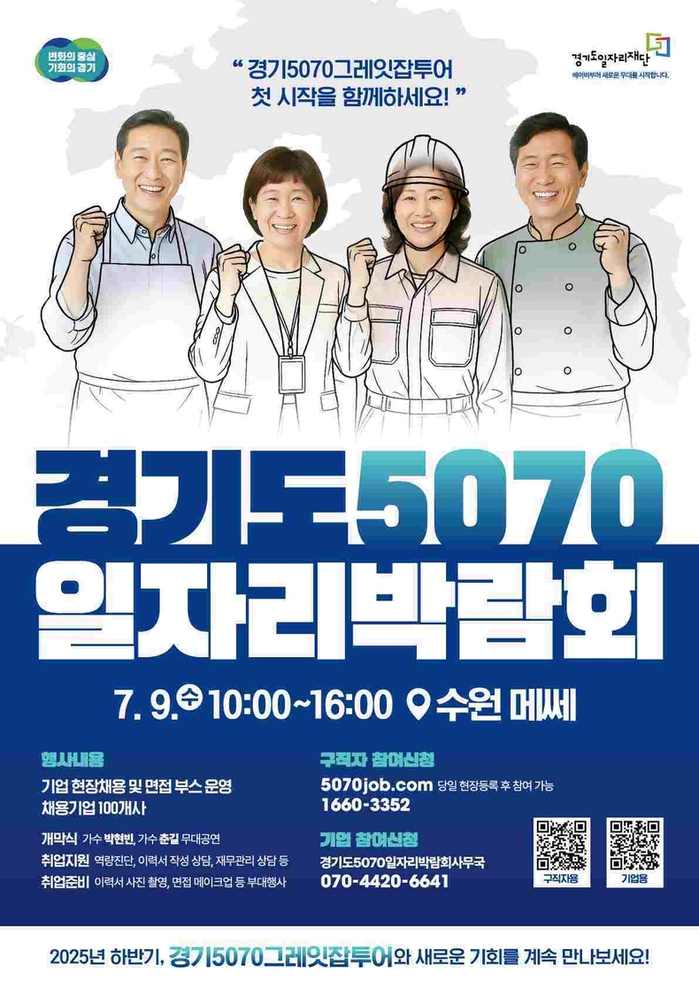 경기도가 9일 수원메쎄에서 ‘2025 경기도 5070 일자리 박람회’를 개최한다.