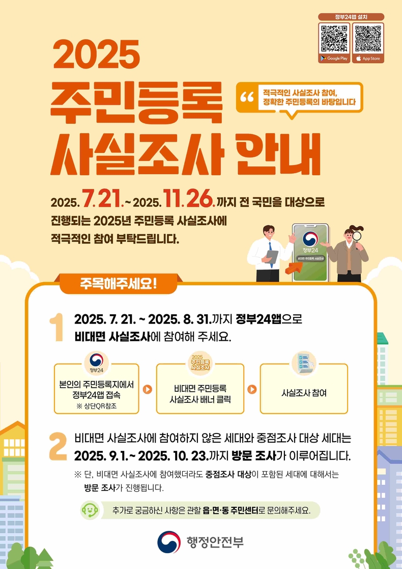 평택시가 관내 전 지역을 대상으로 2025년 주민등록 사실조사를 실시한다.