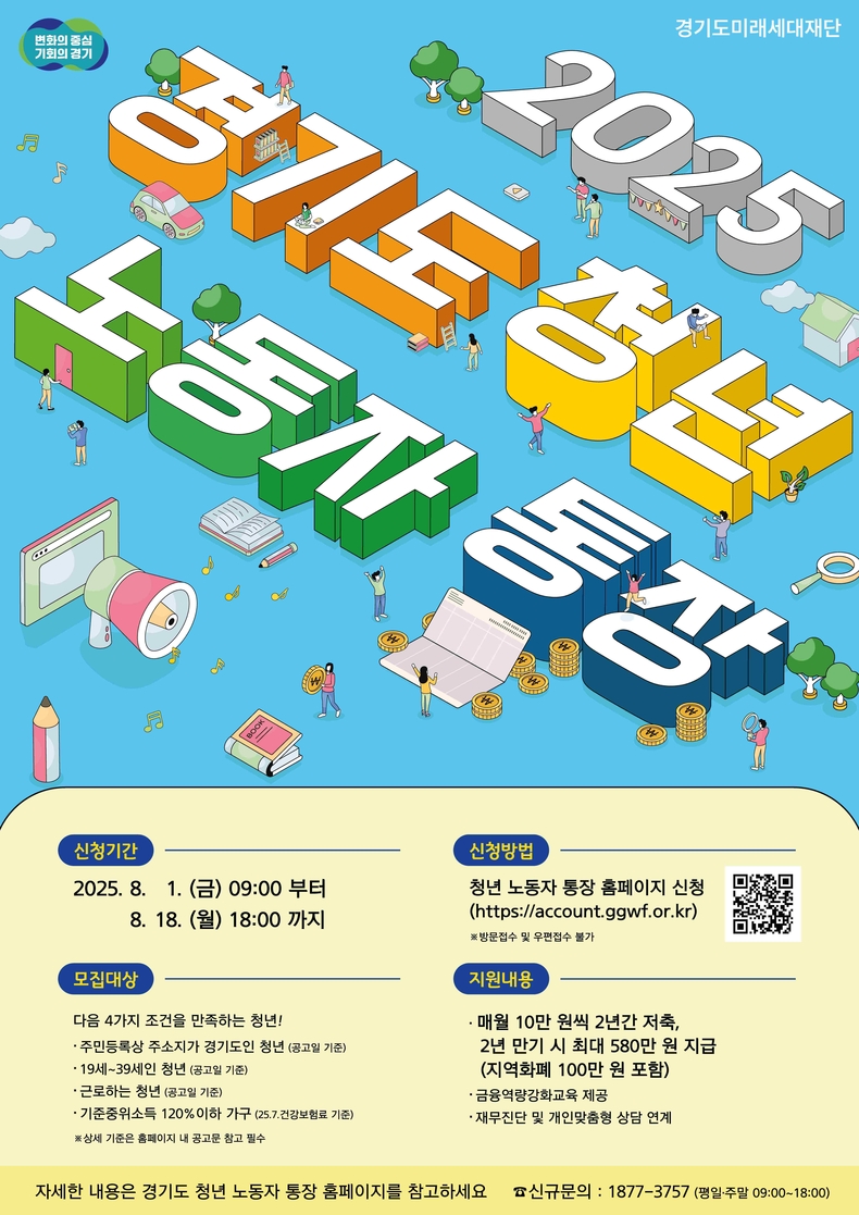 안성시가 청년의 자산 형성과 경제적 자립을 지원하기 위해 ‘2025년 경기도 청년 노동자 통장’사업의 참여자를 오는 18일까지 모집한다.
