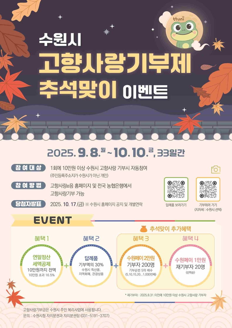 사진)‘수원시 고향사랑기부제, 추석맞이 감사이벤트’ 홍보물