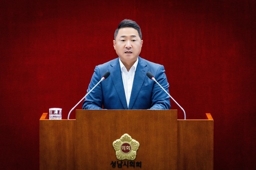 정용한 성남시의회 국민의힘협의회 대표의원이 제305회 임시회 제1차 본회의 5분 자유발언에서 학교총량제 개선을 촉구했다.
