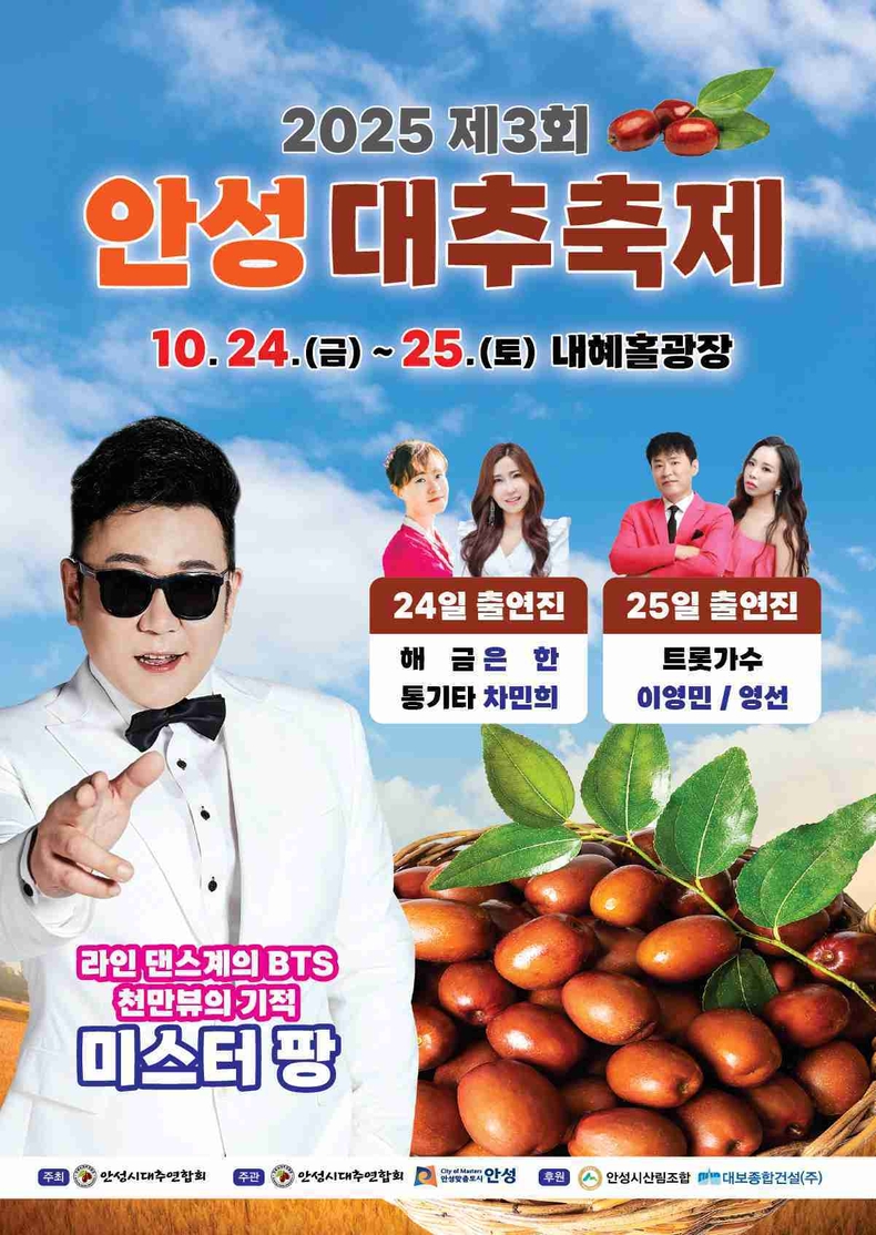 안성시대추연합회 주최로 하는 안성대추 직거래장터가 오는 24일, 25일 이틀동안 내혜홀광장에서 진행된다..